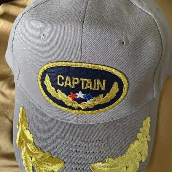 Women/Men's Baseball Gray Hat with Embroidered Captain Lettering made in USA - Picture 3 of 9